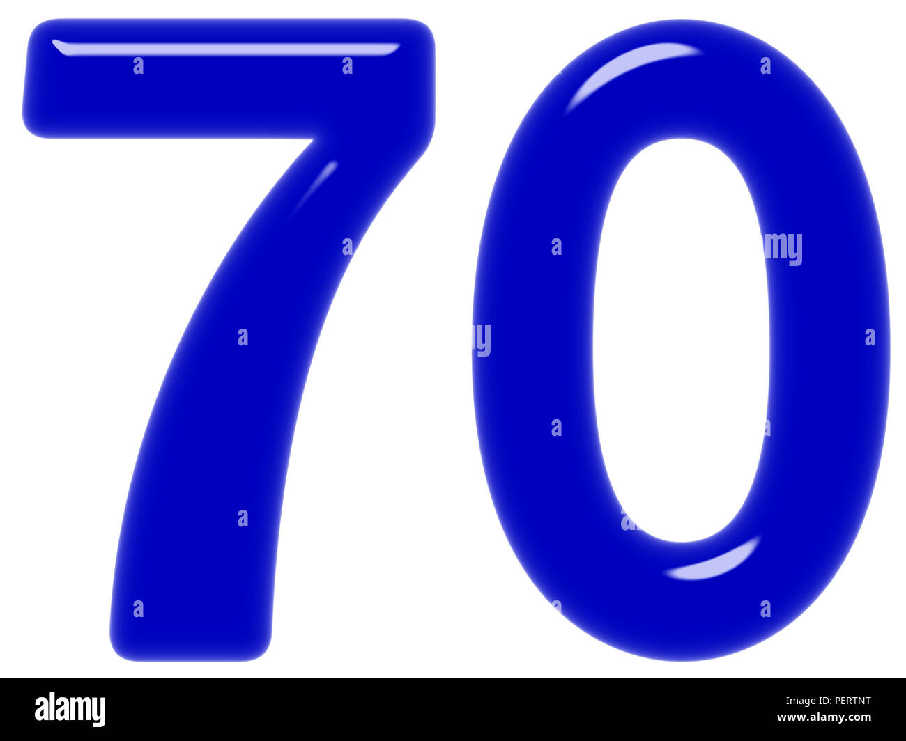 70, 70, chiffre isolé sur fond blanc, 3D render Banque D'Images