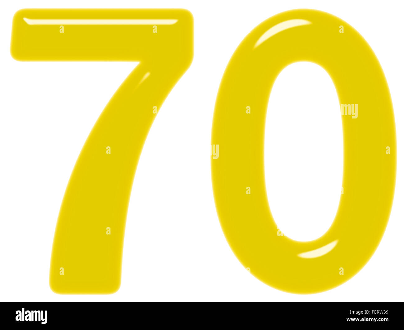 70, 70, chiffre isolé sur fond blanc, 3D render Banque D'Images