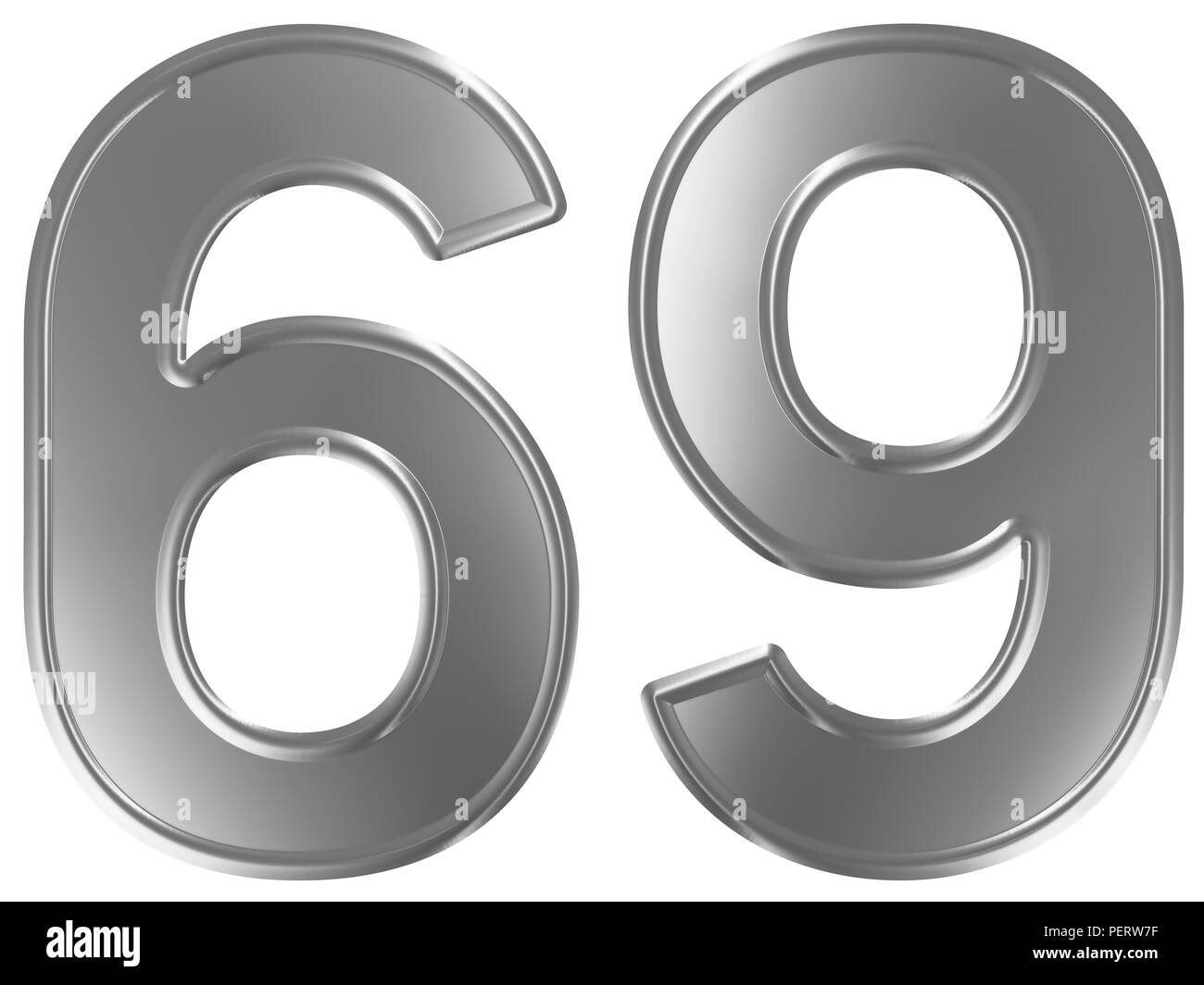 Chiffre 69, soixante-neuf, isolé sur fond blanc, 3D render Banque D'Images