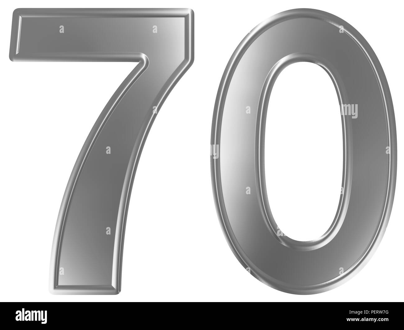 70, 70, chiffre isolé sur fond blanc, 3D render Banque D'Images
