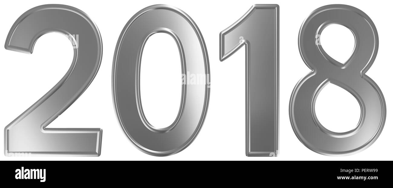 Inscription 2018, isolé sur fond blanc, 3D render Banque D'Images