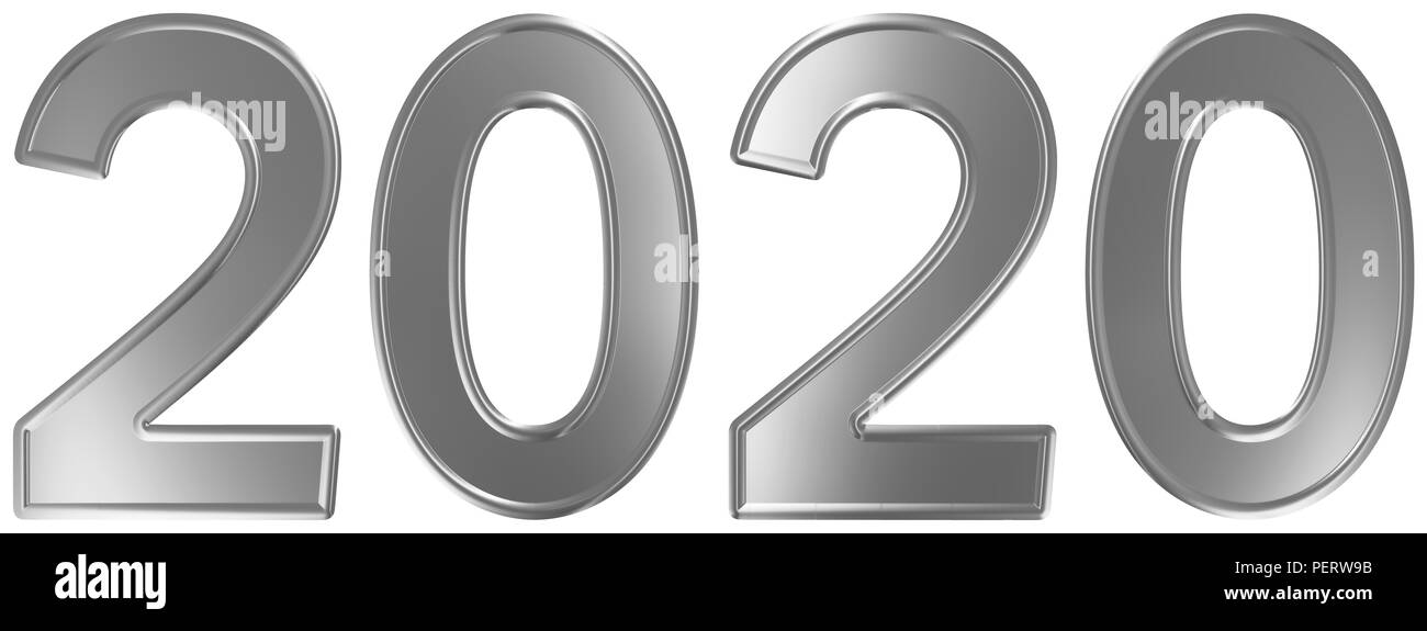 Inscription 2020, isolé sur fond blanc, 3D render Banque D'Images