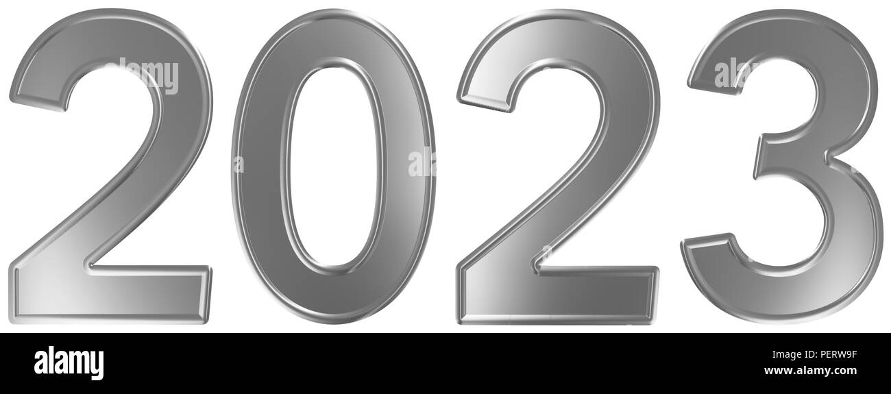 Inscription 2023, isolé sur fond blanc, 3D render Banque D'Images