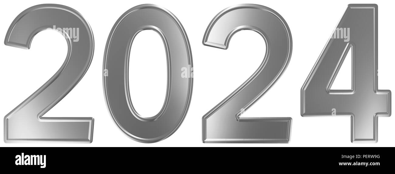 Inscription 2024, isolé sur fond blanc, 3D render Banque D'Images