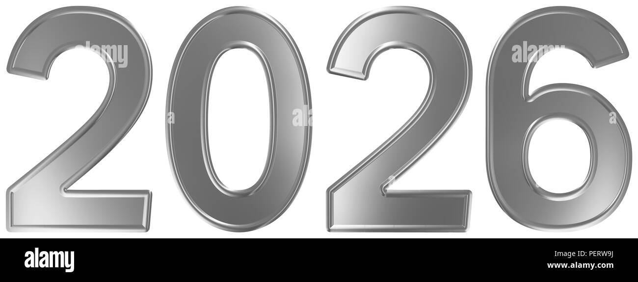 Inscription 2026, isolé sur fond blanc, 3D render Banque D'Images