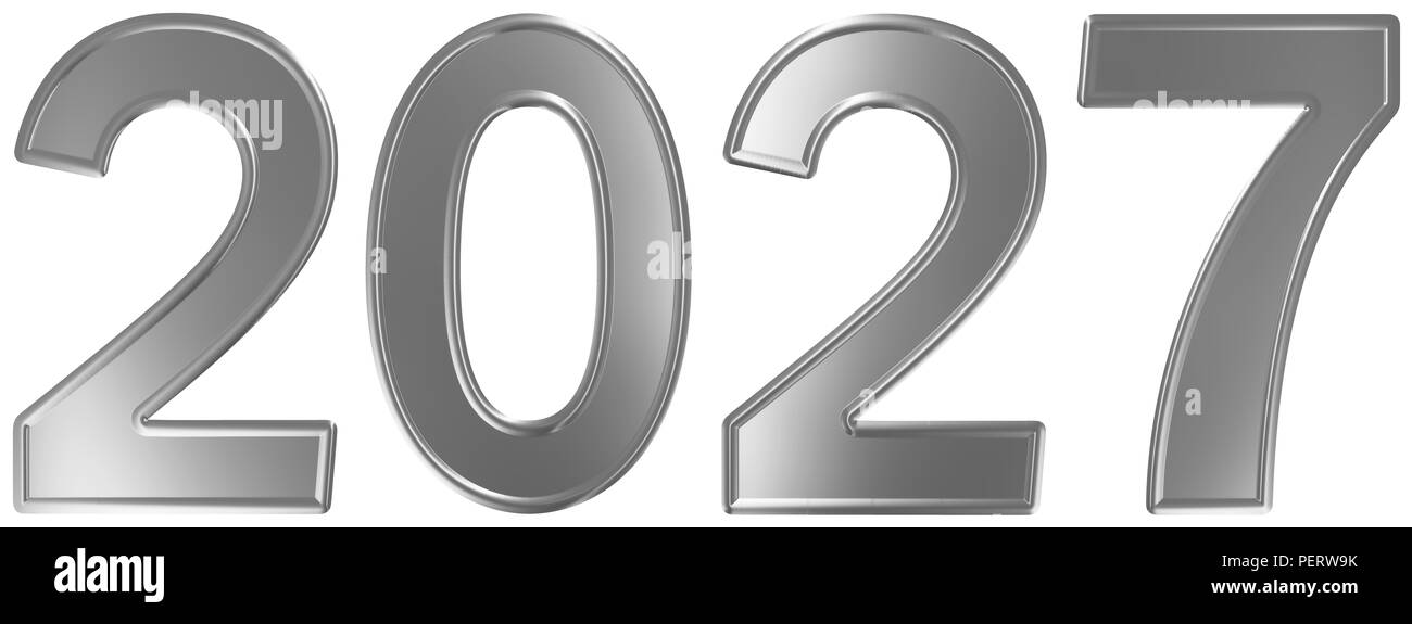 Inscription 2027, isolé sur fond blanc, 3D render Banque D'Images