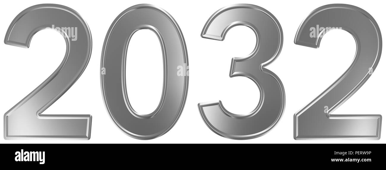 Inscription 2032, isolé sur fond blanc, 3D render Banque D'Images