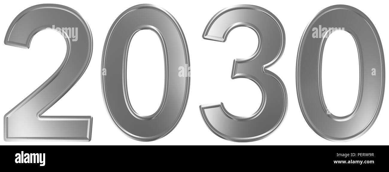 Inscription 2030, isolé sur fond blanc, 3D render Banque D'Images