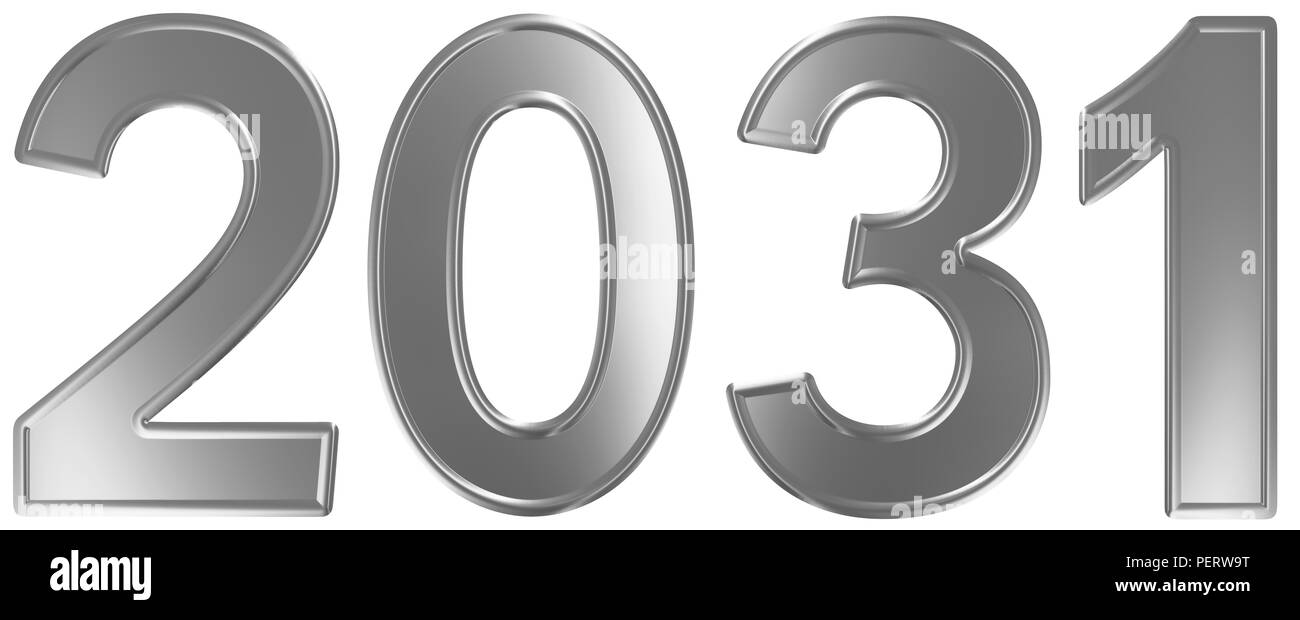 Inscription 2031, isolé sur fond blanc, 3D render Banque D'Images