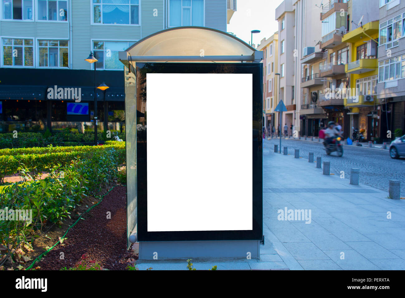 La publicité extérieure abri bus Banque D'Images