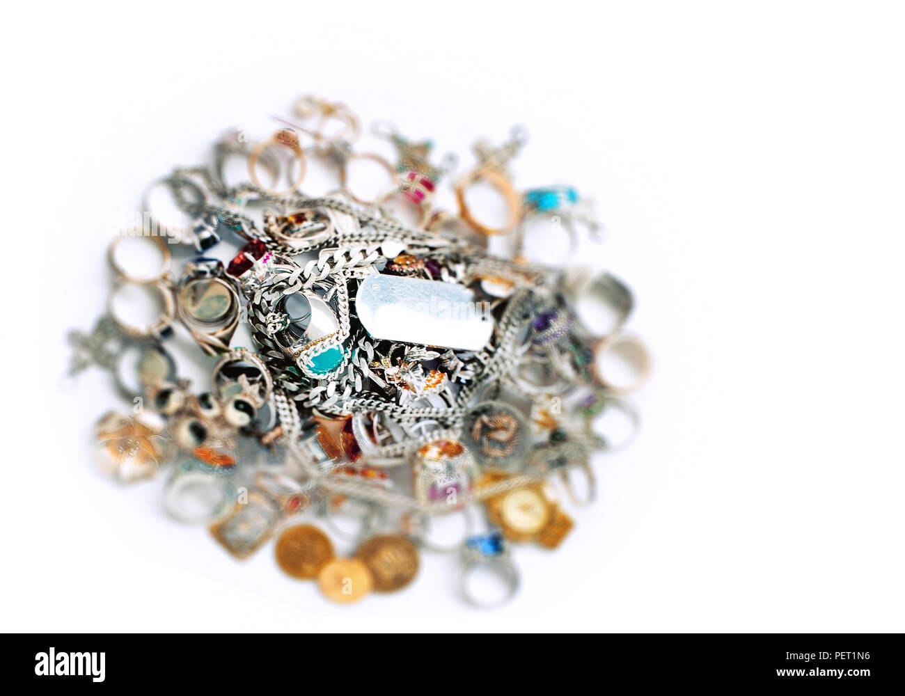 Bijoux d'or et d'argent, macro Banque D'Images