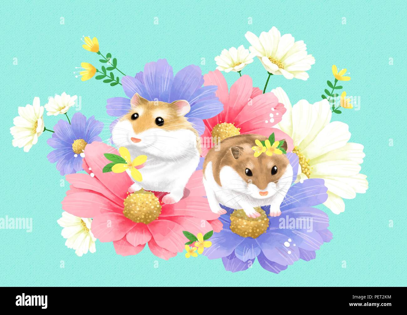 Vector - animaux domestiques avec des fleurs Vector illustration 008 Illustration de Vecteur