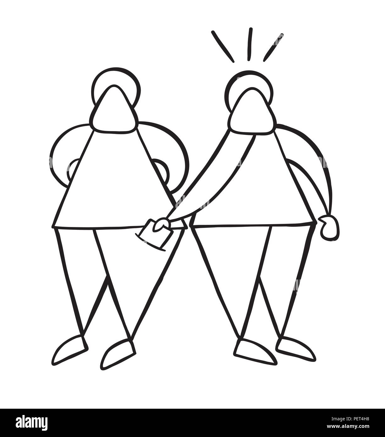 Vector illustration cartoon homme voleur voler l'argent de poche de l'autre homme. Illustration de Vecteur