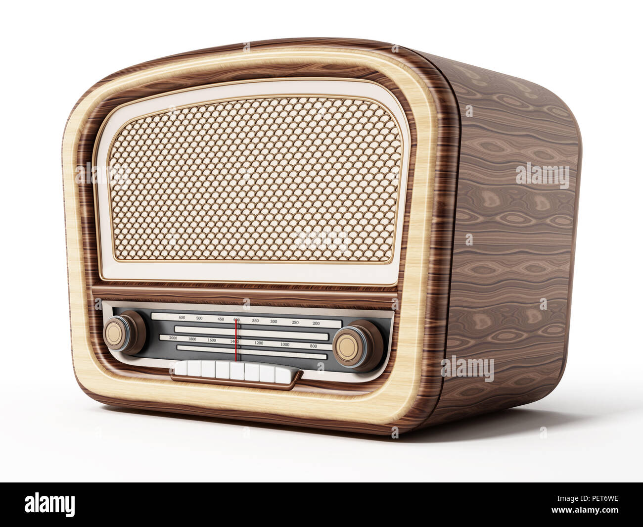 Radio Vintage isolé sur fond blanc. 3D illustration. Banque D'Images