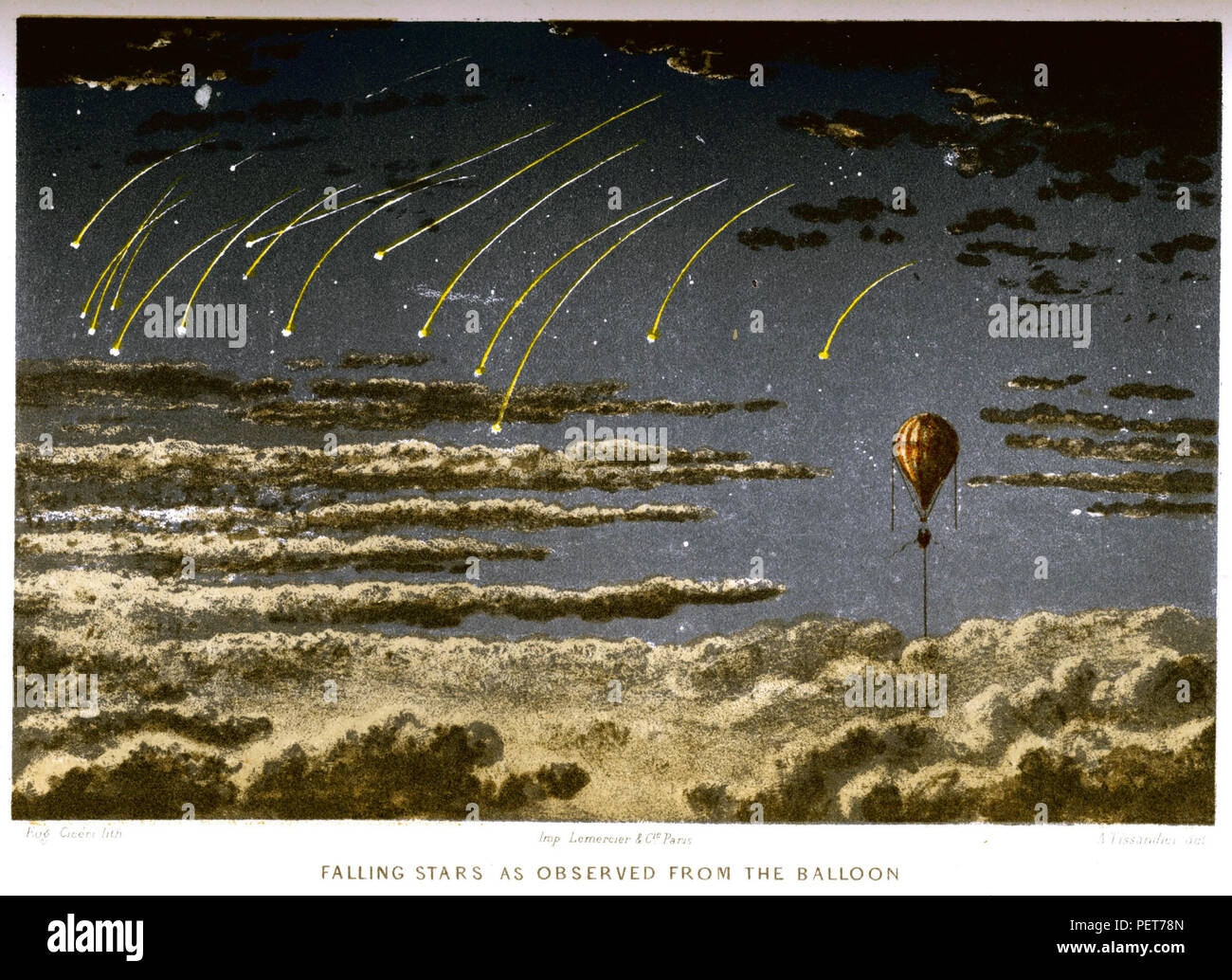 JAMES GLAISHER (1809-1903) Pionnier aéronaute et astronome anglais. Illustration de son livre 1871 voyages en l'Air montrant un météore. Banque D'Images