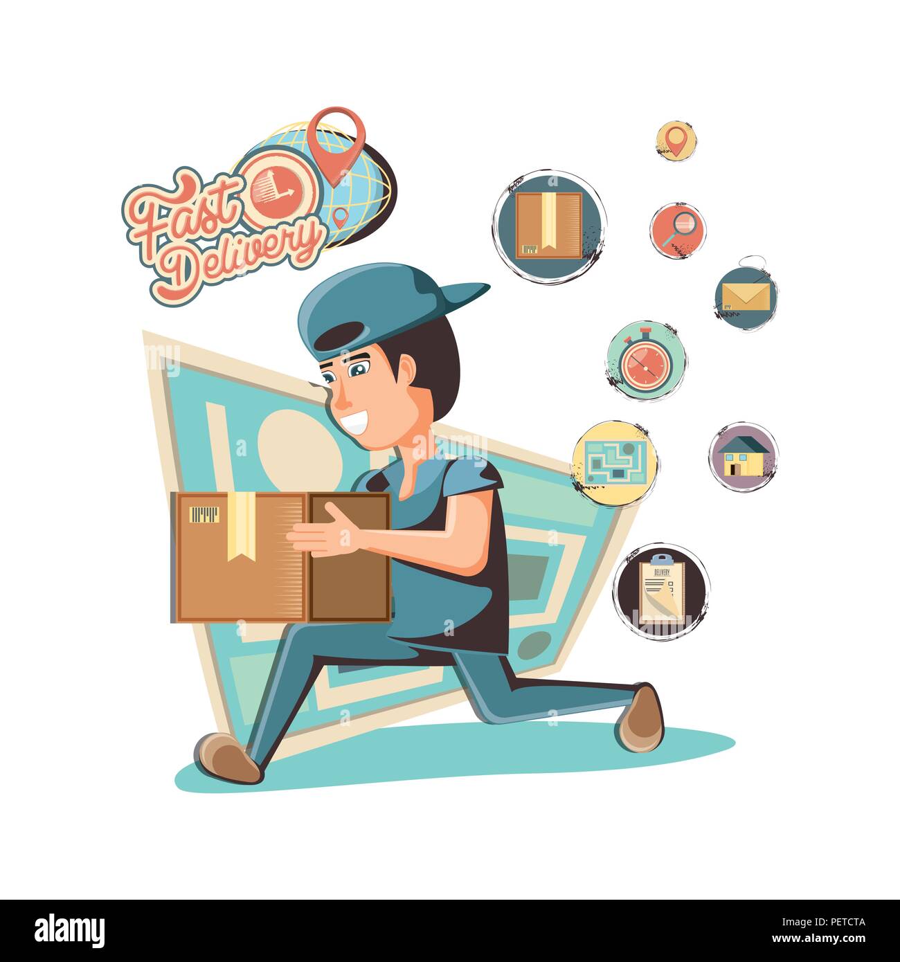 Service de livraison de courrier avec carte papier vector illustration design Illustration de Vecteur