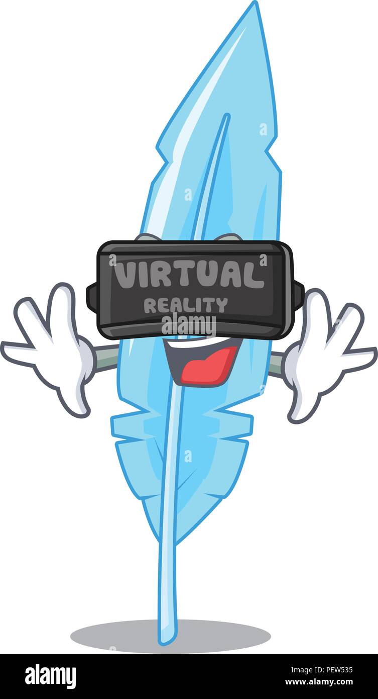 La réalité virtuelle hand drawn feather mascot Illustration de Vecteur