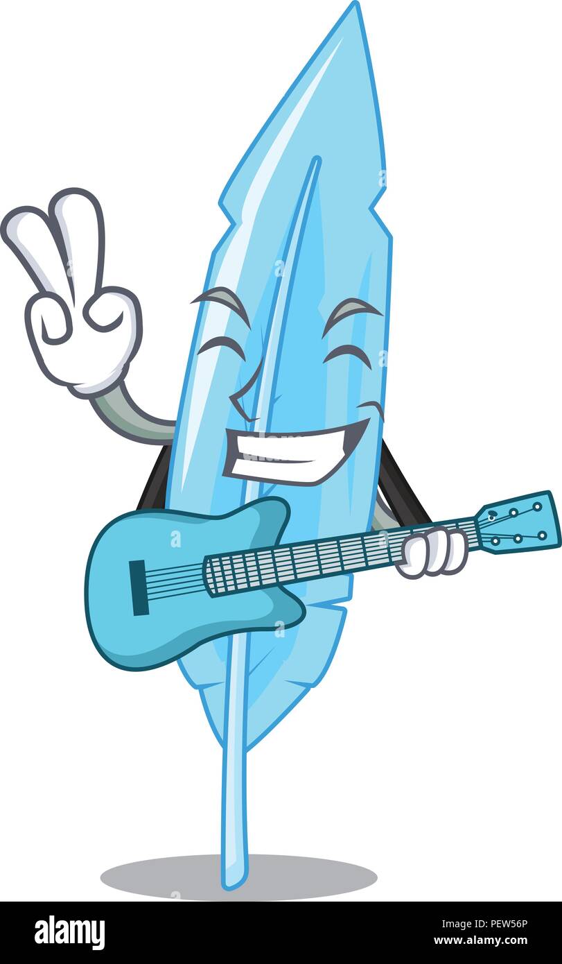 Avec guitare hand drawn feather mascot Illustration de Vecteur