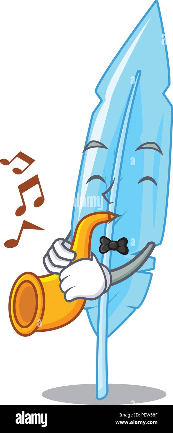 Trompette avec plume mascot dessiné à la main Illustration de Vecteur