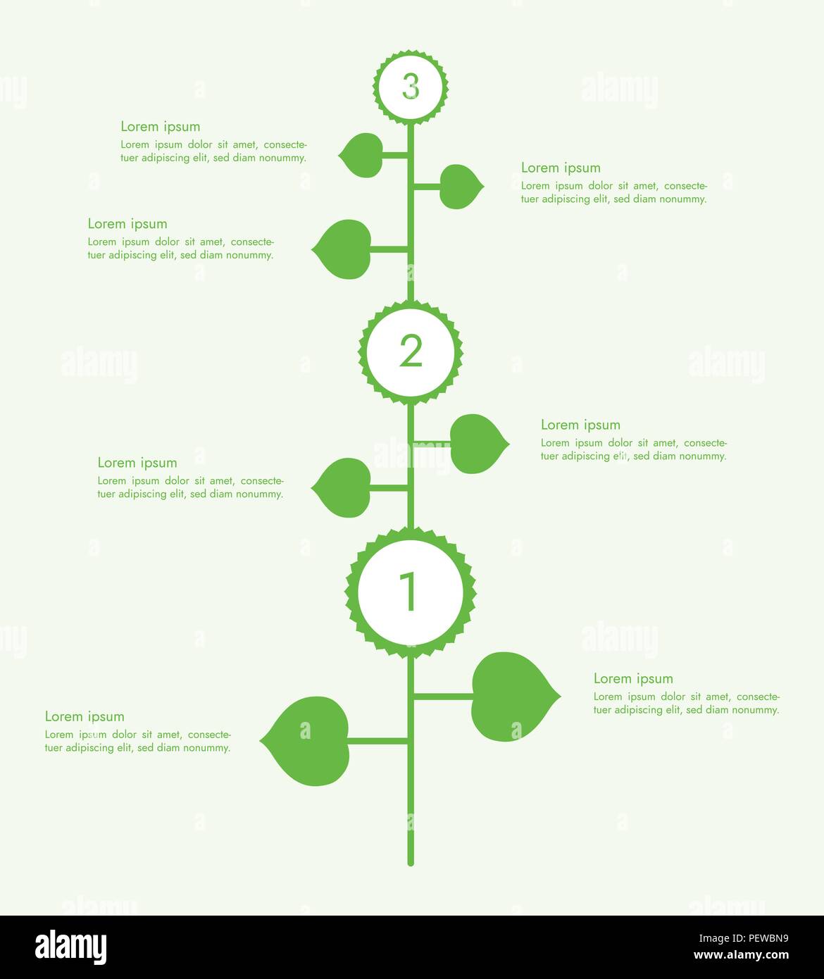 Plante verte avec des pétales et des fleurs, avec l'espace pour votre texte - Étapes et paramètres, infographic vector Illustration de Vecteur