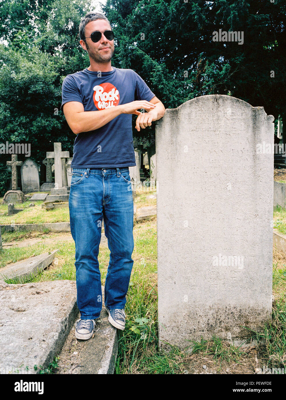 Portrait de musicien Baxter Dury (fils de Ian Dury) photographié à Hampstead, Londres, le 15 juillet 2005. Banque D'Images
