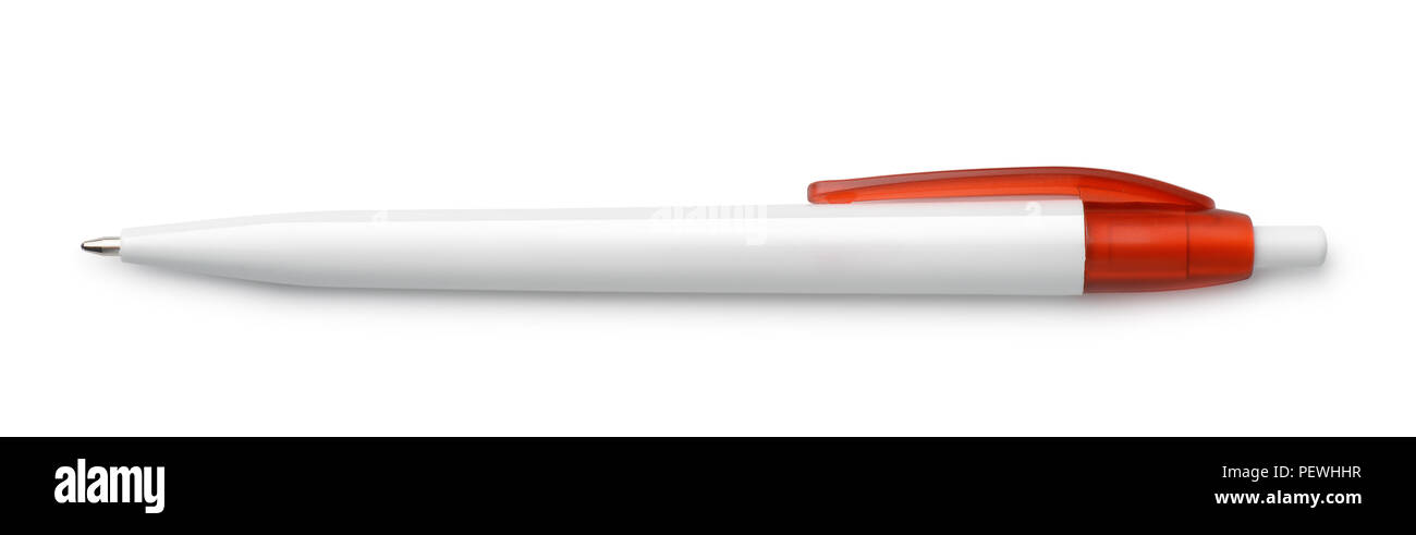 Vue de dessus en plastique blanc stylo isolated on white Banque D'Images