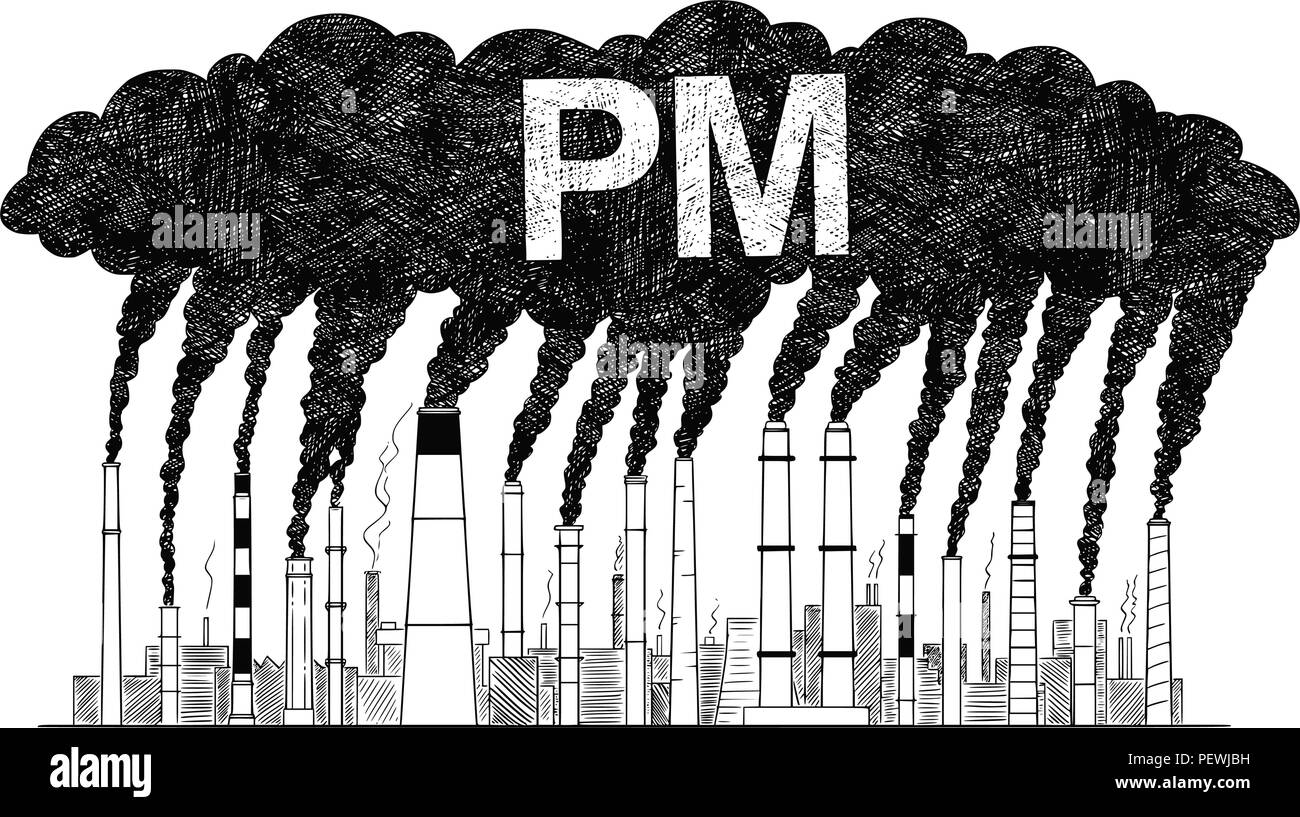 Dessin Artistique vecteur Illustration de fumeurs, cheminées d'usine ou de l'industrie ou les particules PM La pollution atmosphérique Illustration de Vecteur