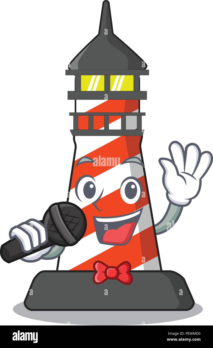 Le chant phare sur la plage mascot Illustration de Vecteur