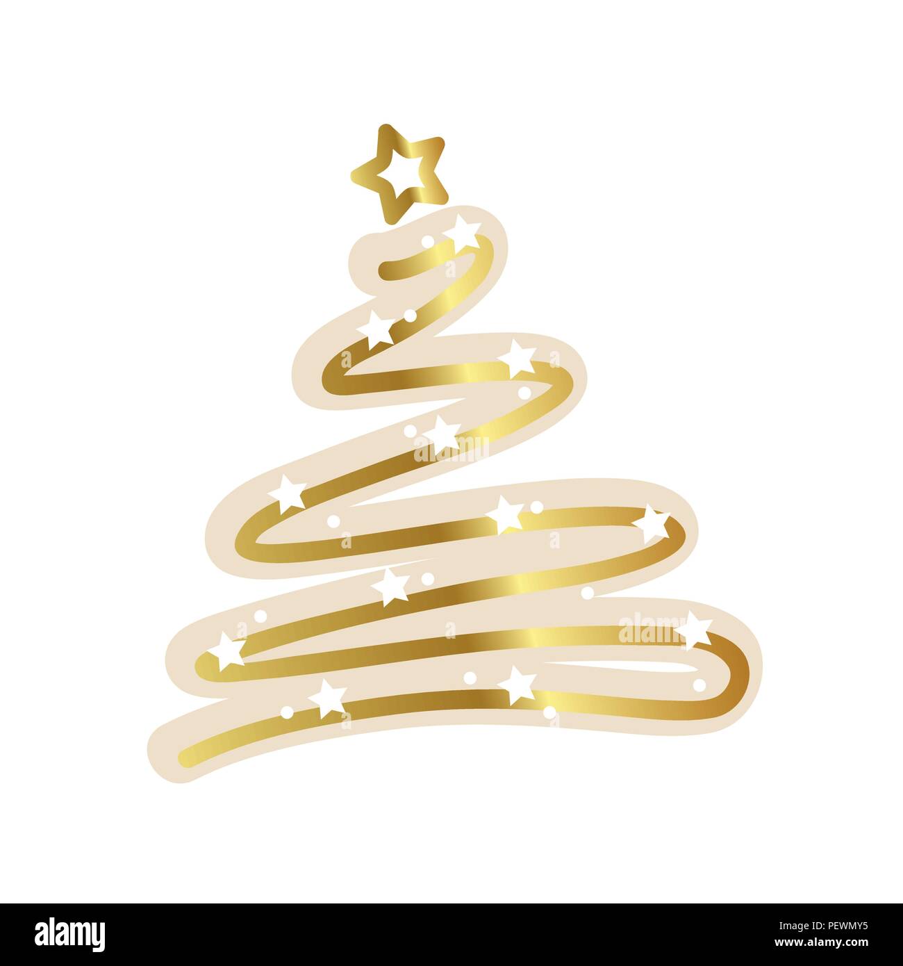 L'arbre de Noël d'or white stars vector illustration EPS10 Illustration de Vecteur