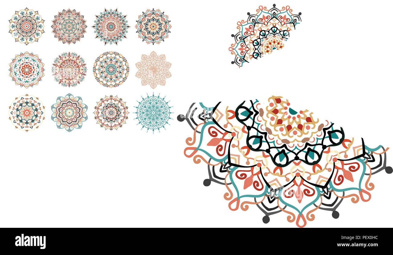 Collection d'éléments de conception vectorielle Mandala Illustration de Vecteur