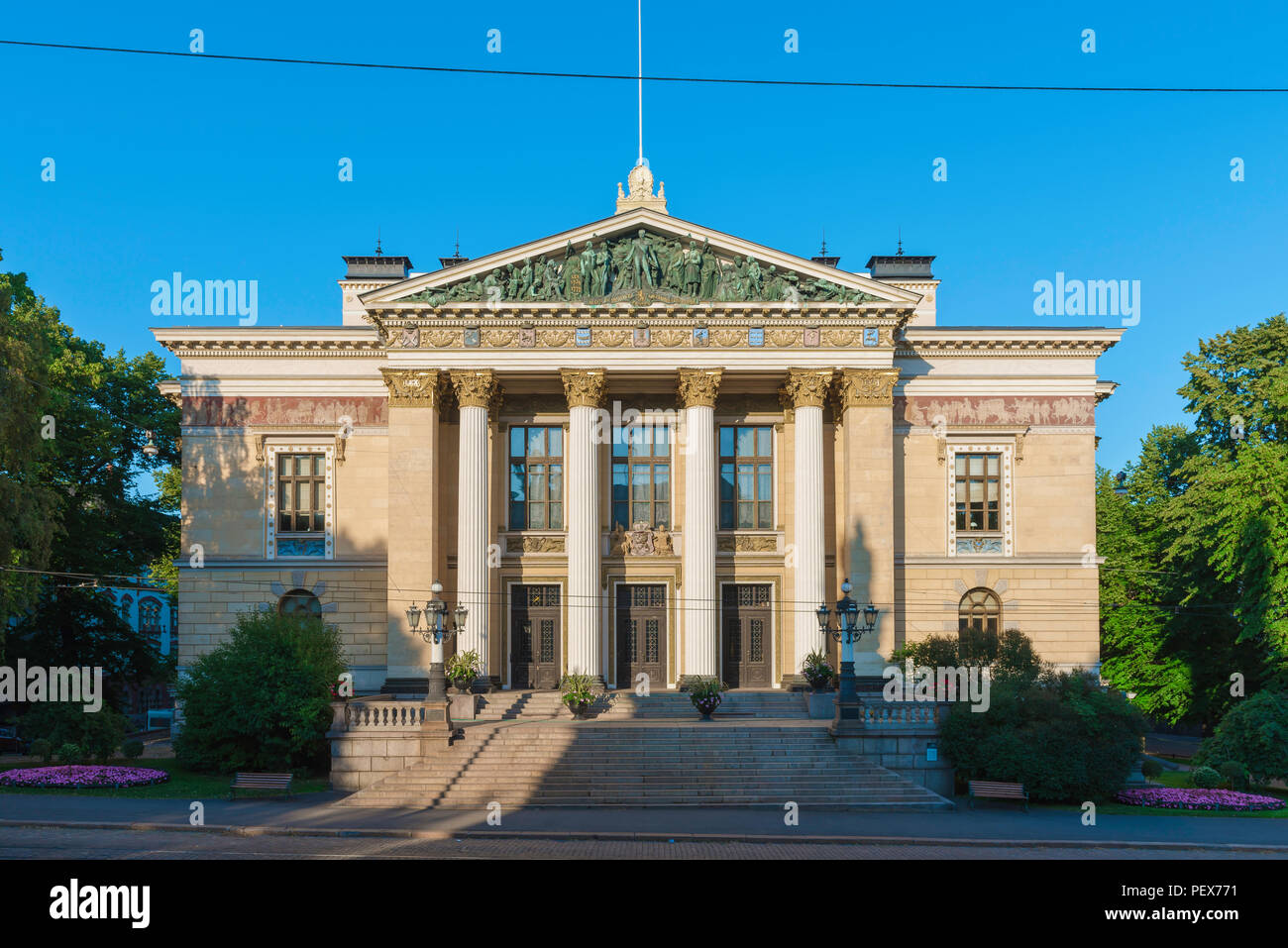 Helsinki Maison des états, vue de l'Saatytalo - le premier édifice du parlement du gouvernement de la Finlande jusqu'en 1906, ville d'Helsinki. Banque D'Images