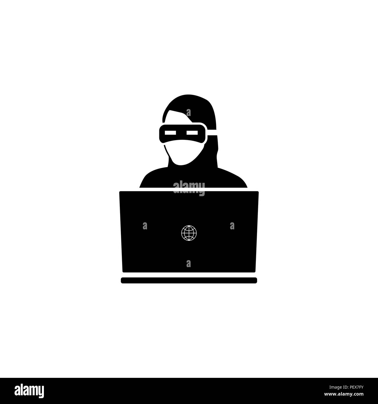 Icône Hacker. vector illustration noir sur fond blanc Illustration de Vecteur