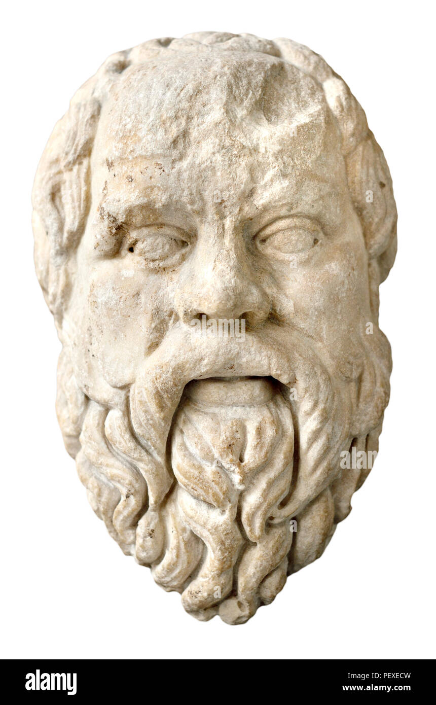 Buste en marbre de Socrates / Sokrates (philosophe grec : 469-399 BC) British Museum, Bloomsbury, London, England, UK. Copie romaine de l'original grec perdu Banque D'Images
