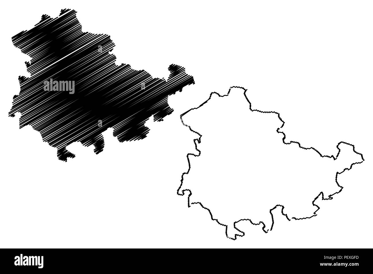 Thuringe (République fédérale d'Allemagne, l'état de l'Allemagne) map vector illustration gribouillage, croquis Thuringe site Illustration de Vecteur