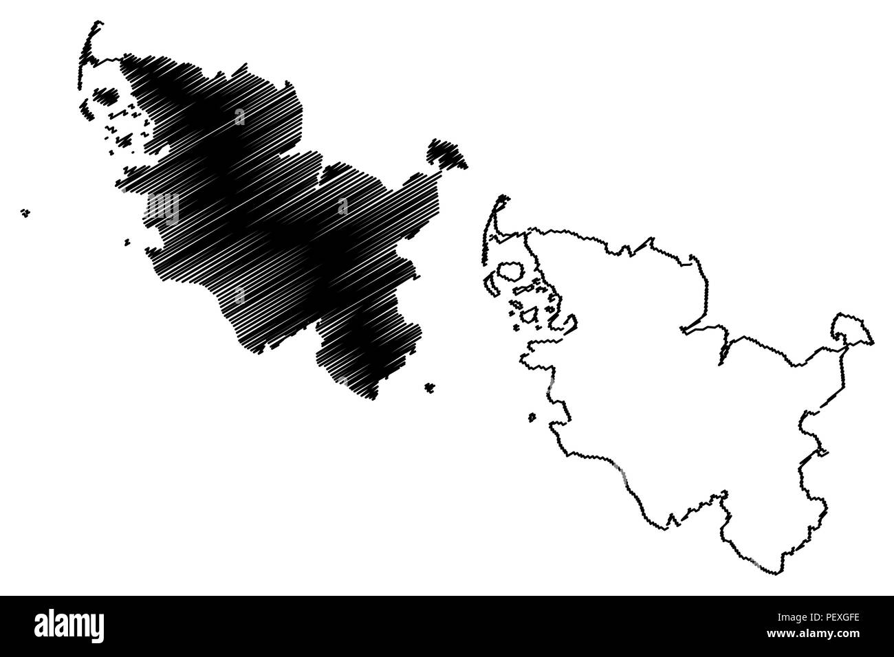 Schleswig-Holstein (République fédérale d'Allemagne, l'état de l'Allemagne, Sleswick-Holsatia) map vector illustration gribouillage, croquis du Schleswig-Holstein Illustration de Vecteur