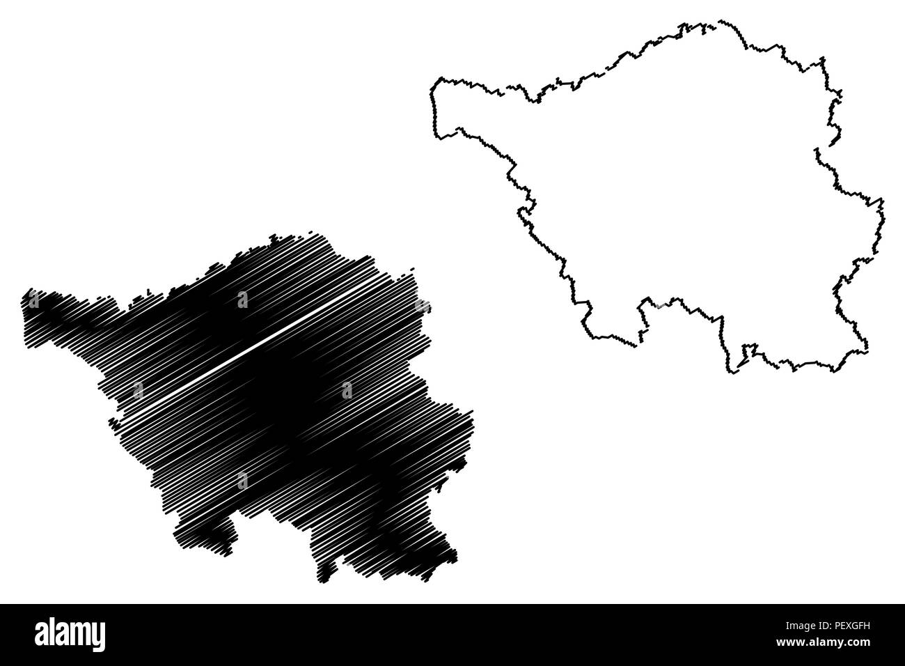 Sarre (République fédérale d'Allemagne, l'état de l'Allemagne) map vector illustration, scribble sketch carte de la Sarre Illustration de Vecteur