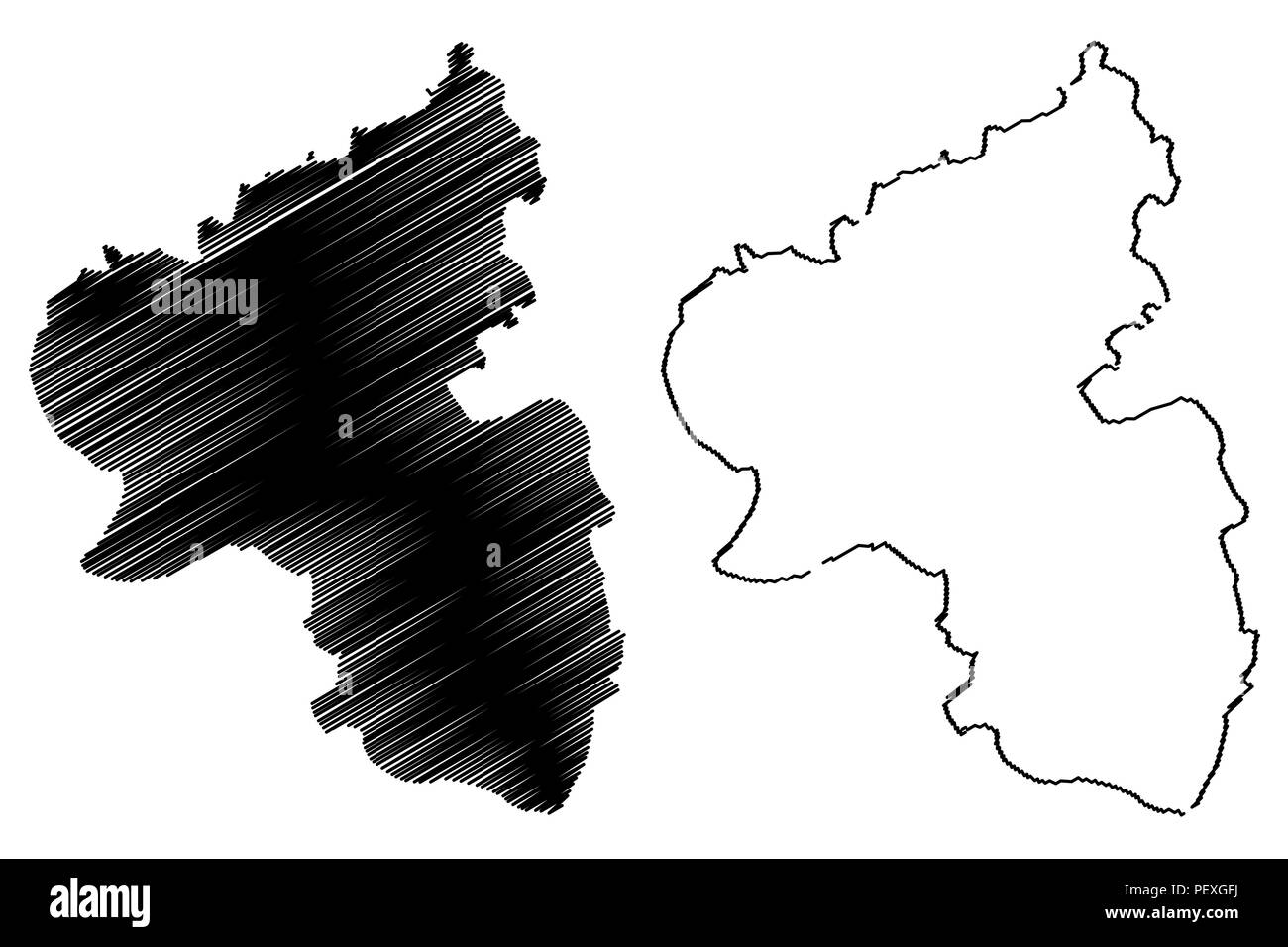 Rhénanie-palatinat (République fédérale d'Allemagne, l'état de l'Allemagne) map vector illustration gribouillage, croquis Rhénanie-palatinat site Illustration de Vecteur