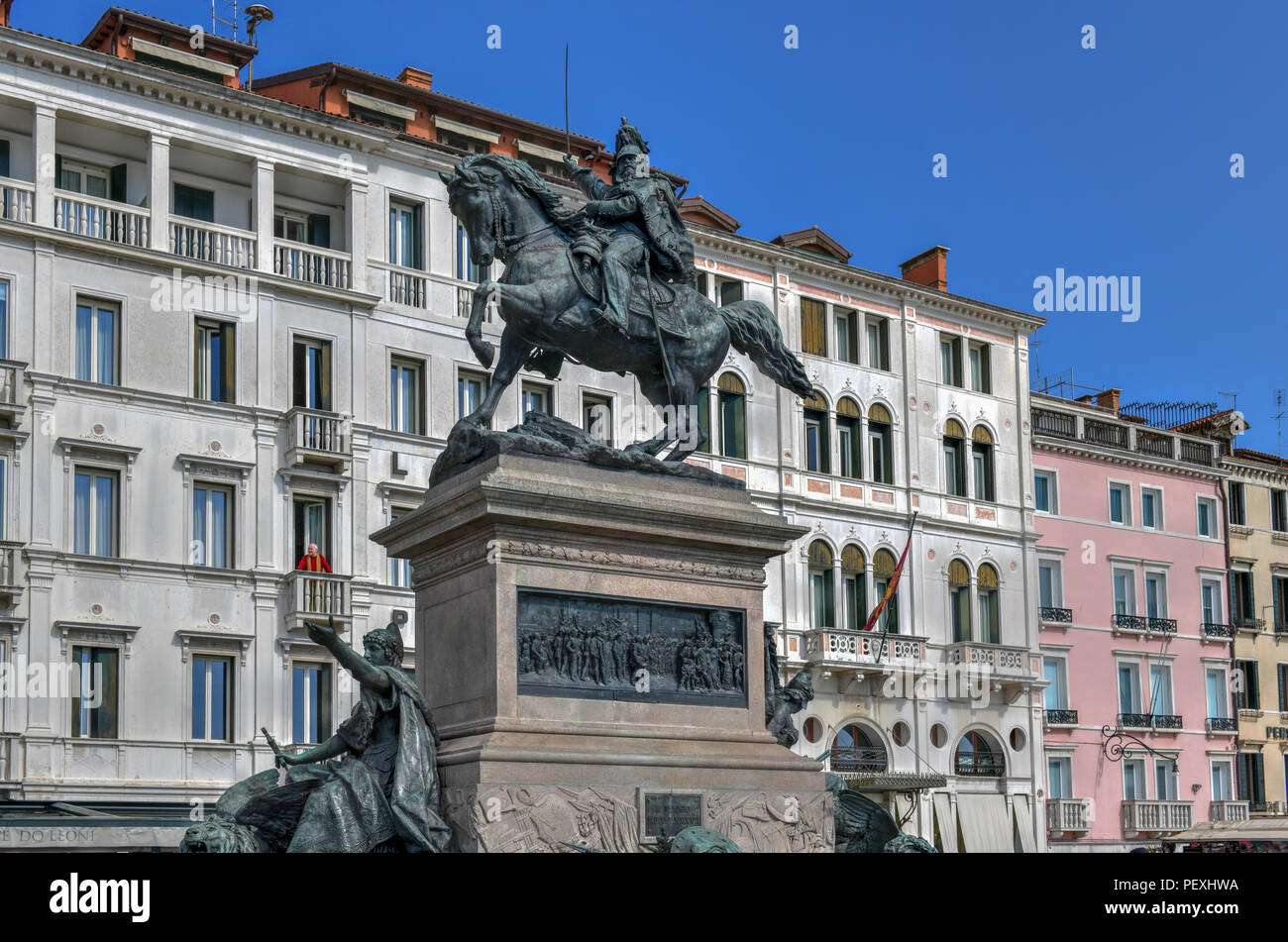 Monument à Victor Emmanuel II à Venise, Italie. Les Italiens lui a donné le surnom de Père de la patrie. Banque D'Images