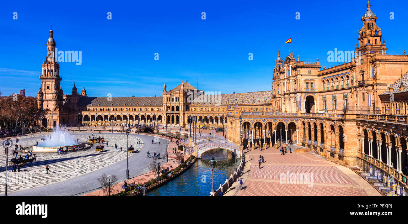 Belle Plaza de Espana à Séville, Andalousie, espagne. Banque D'Images