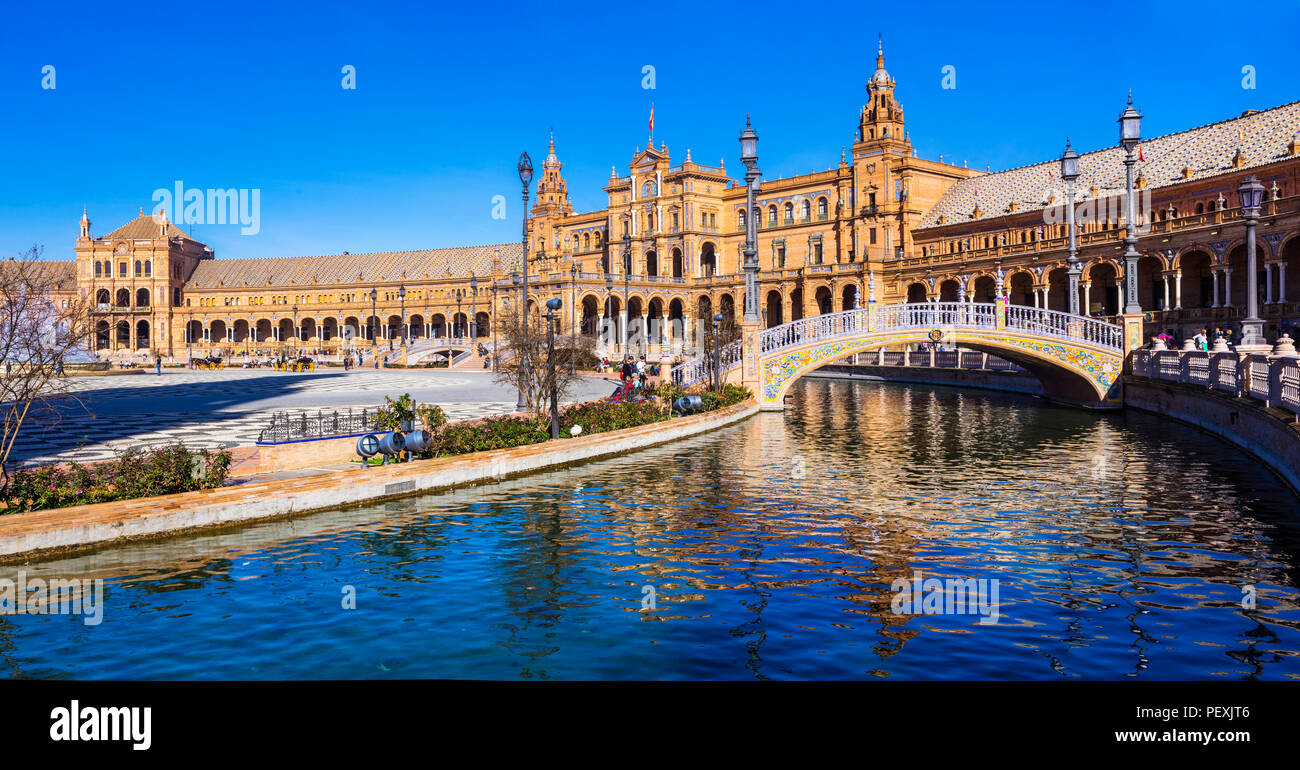 Belle Plaza de Espana en Andalousie,Espagne,Sivilla. Banque D'Images