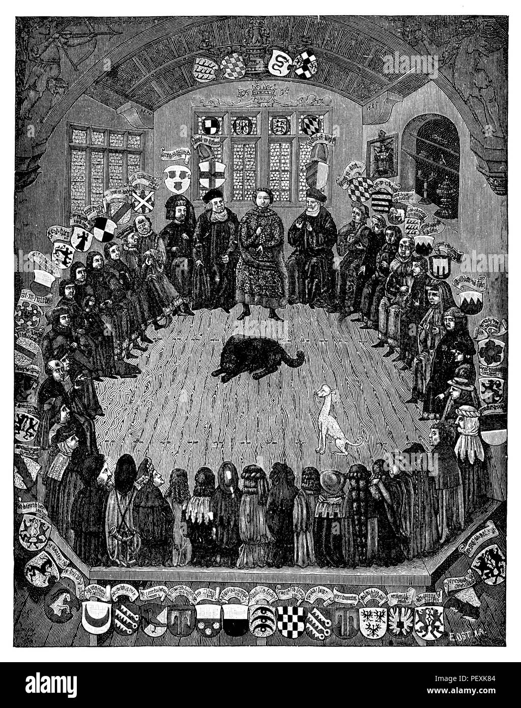 Une réunion, probablement le premier, du cercle de Souabe, début du 16ème siècle. La peinture dans le k. k. Ambraser, 1893 Collection Banque D'Images