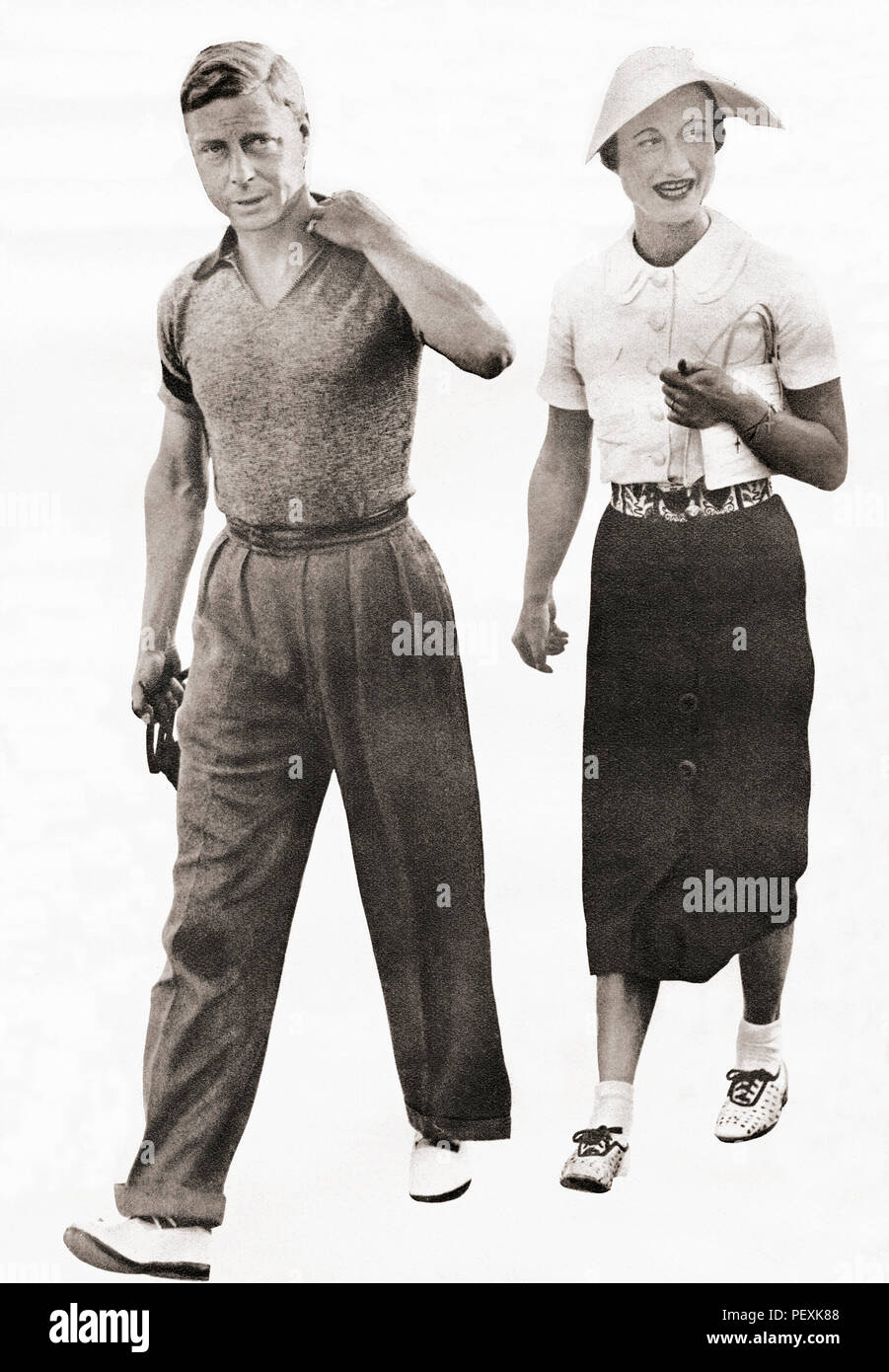 Édouard VIII, vu ici à l'été 1936 avec Wallis Simpson avant son abdication. Édouard VIII, 1894 - 1972. Roi du Royaume-Uni jusqu'à son abdication lorsqu'il est devenu le duc de Windsor. Wallis Simpson, née Bessie Wallis Warfield, 1896-1986, plus tard connu sous le nom de la Duchesse de Windsor. Socialite américaine. À partir de ces années, publié en 1938. Banque D'Images
