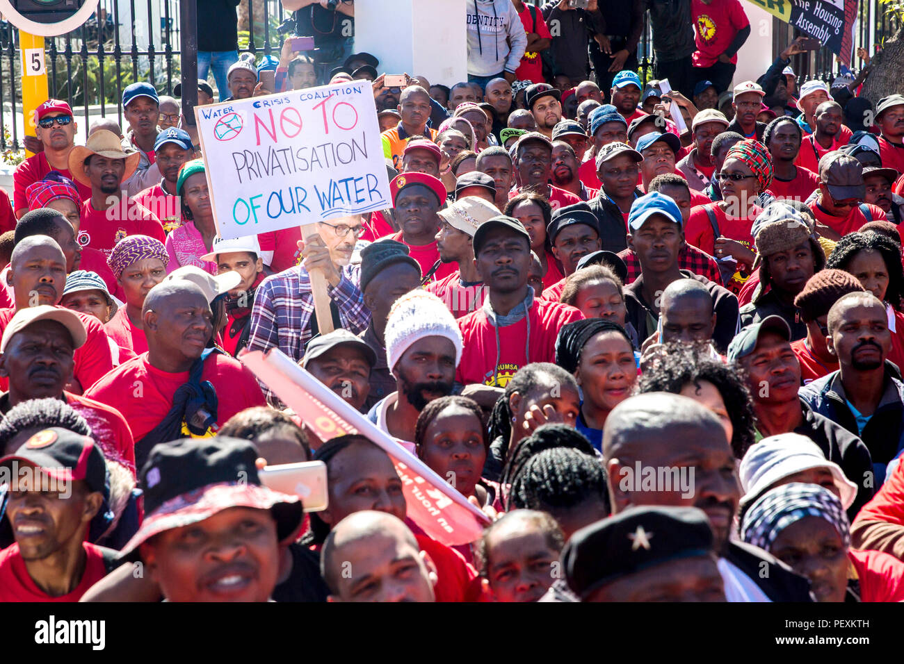 Protestation à Cape Town la crise de l'eau, Province de Western Cape, Afrique du Sud Banque D'Images