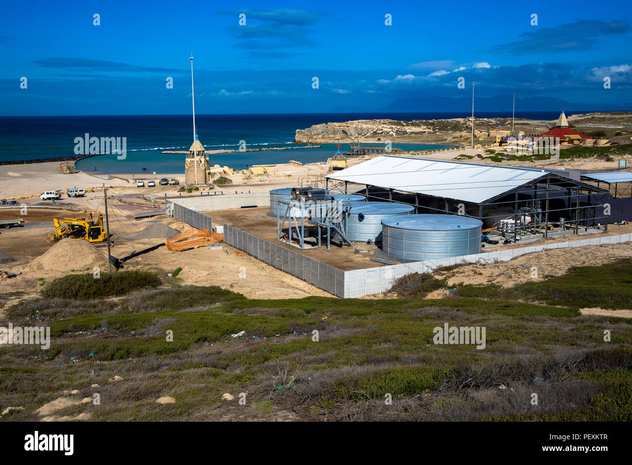 Usine de dessalement d'eau de mer, le cap de la crise de l'eau, Monwabisi, Province de Western Cape, Afrique du Sud Banque D'Images