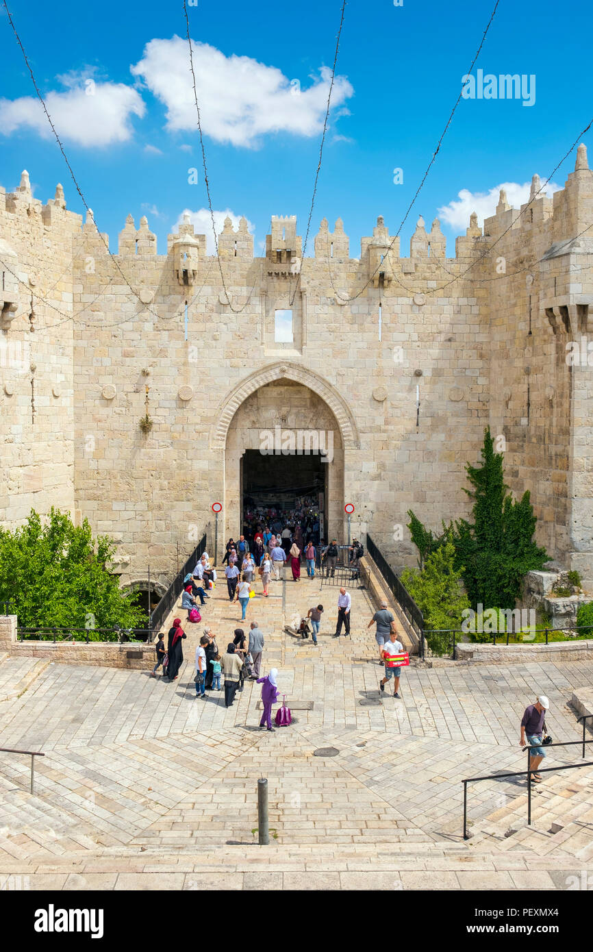 La porte de Damas, Jérusalem, Israël Banque D'Images