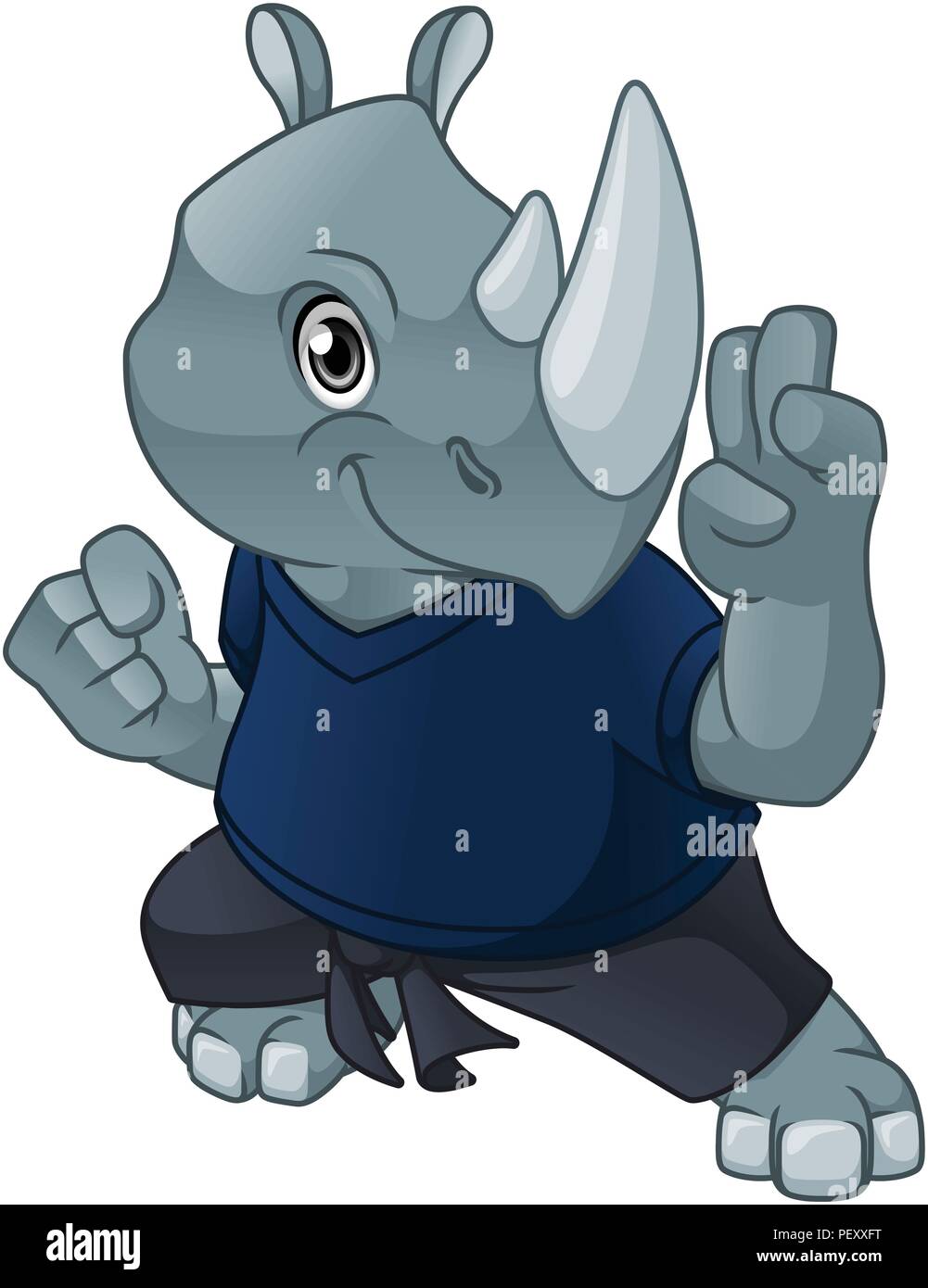 Rhinoceros avec self défense posent cartoon character design vector illustration Illustration de Vecteur