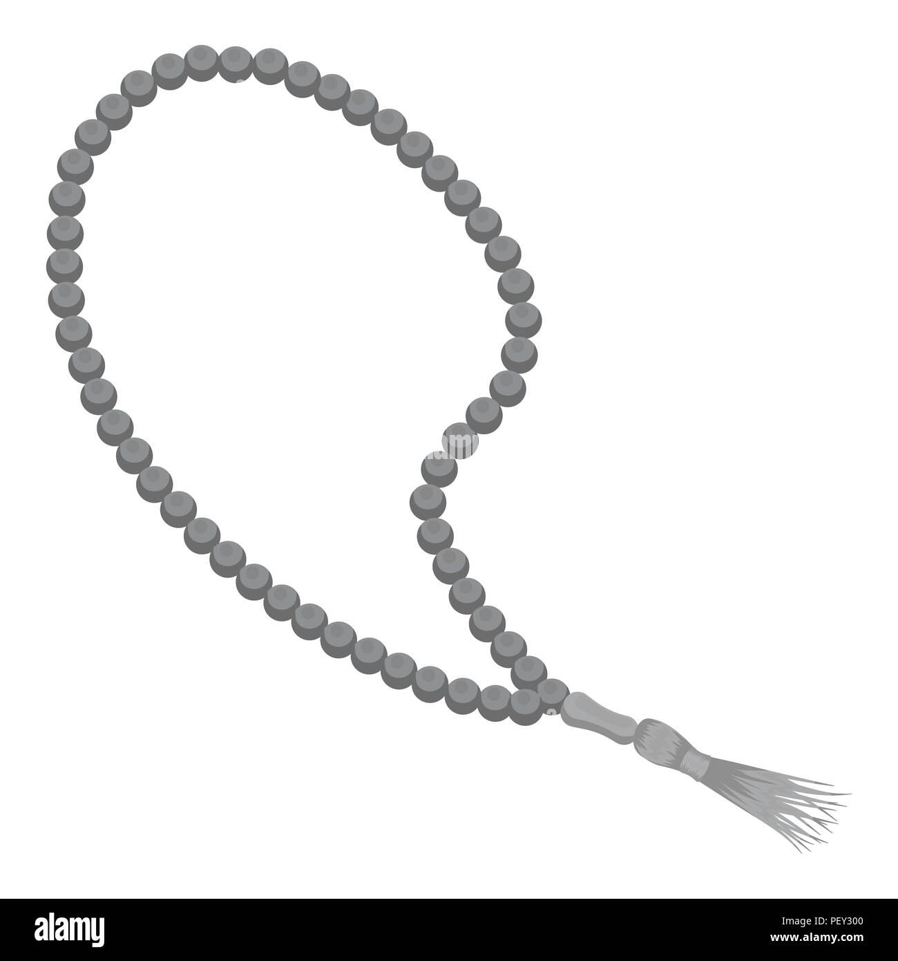 Perles de prière islamique dans l'icône style monochrome isolé sur fond blanc. Illustration vecteur symbole de la religion. Illustration de Vecteur