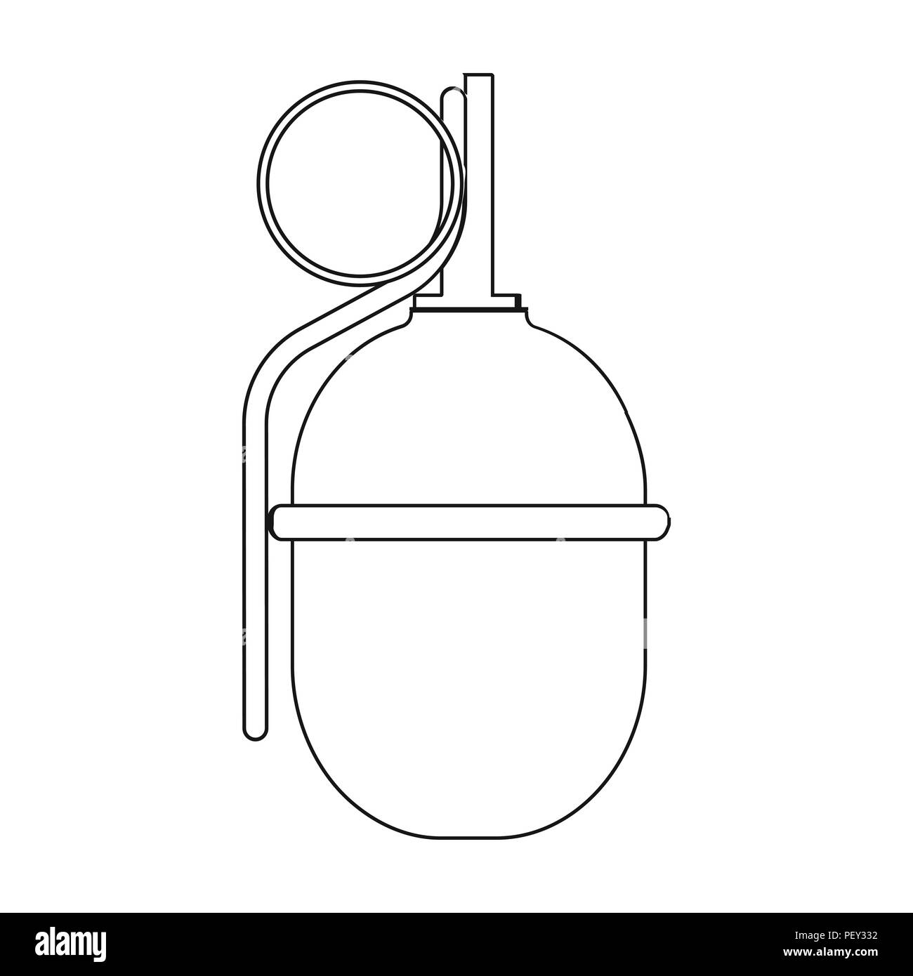 Grenade militaire dans l'icône de style contour isolé sur fond blanc ...