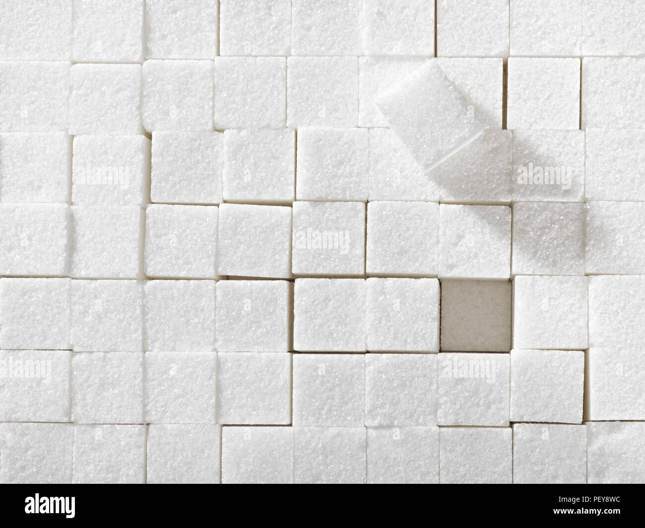 Cubes de sucre blanc, full frame. Banque D'Images