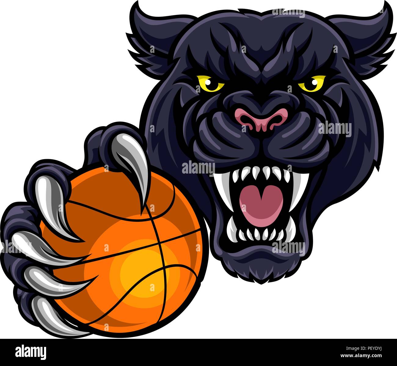 Panthère noire Holding Basket Ball Mascot Illustration de Vecteur